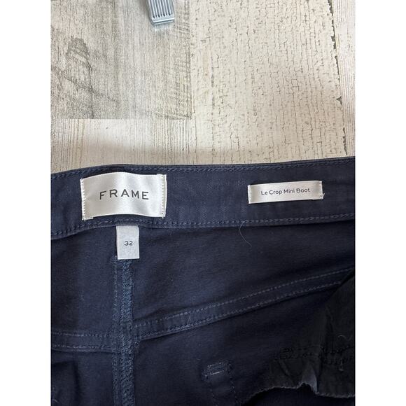Frame womens 32 crop mini boot cut denim jean new navy blue zip shimmer boho - Picture 3 of 4